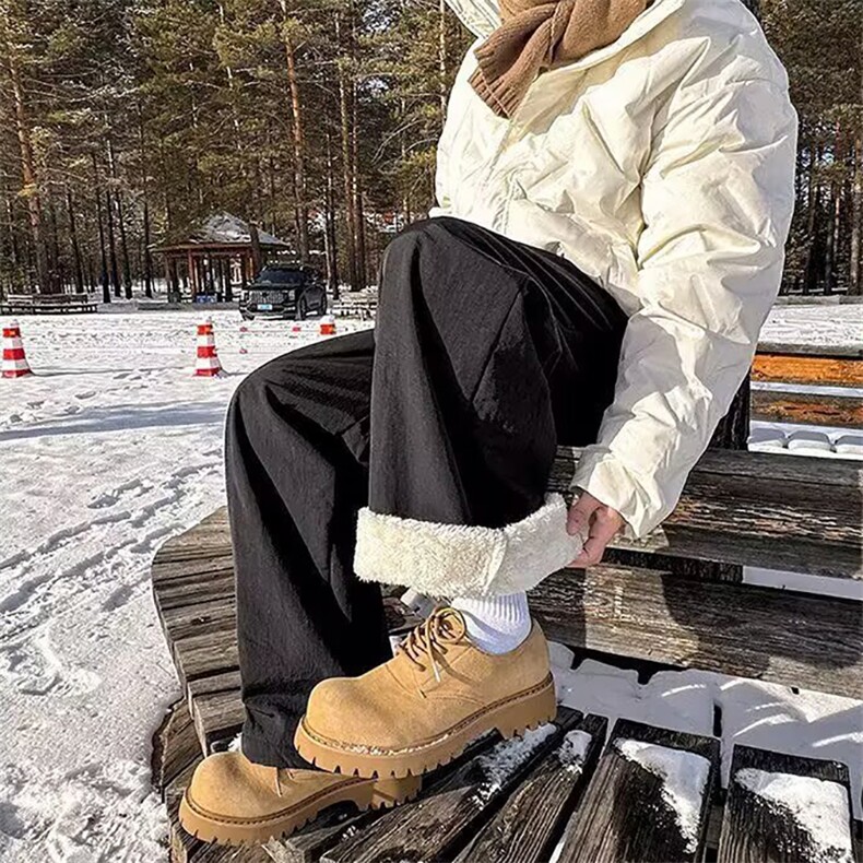 网图超厚北极绒休闲裤加绒加厚棉裤慵懒风直筒裤A025-XK18084-P40,男装棉裤,电商A025