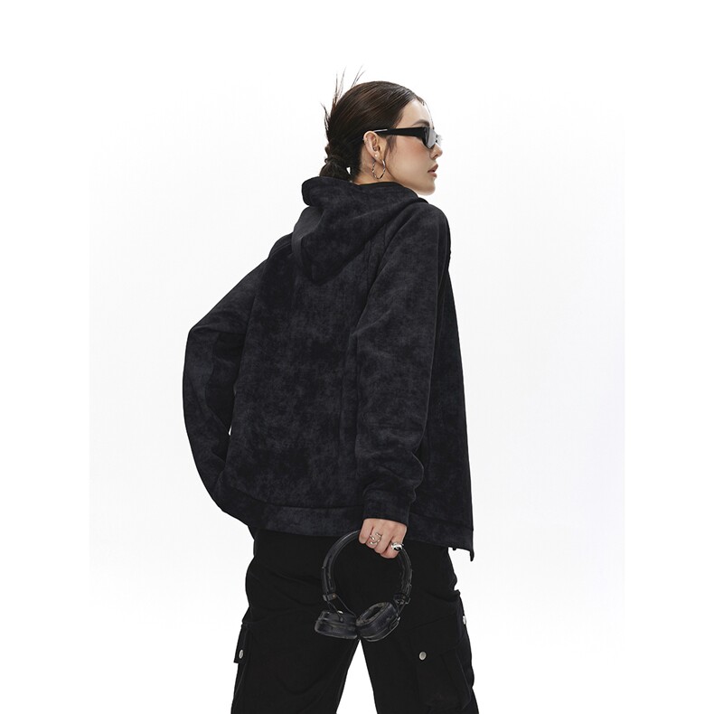 可二开脏脏灰扎染罗纹拼接运动修身大码M-5XL夹克JK78077P75控108，女装短外套，星座226-1