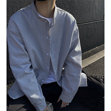 2025春季新款立领衬衣条纹长袖衬衫F6602特P45控68，男装衬衫，电商A309