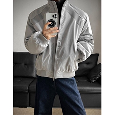 高品质春装新款老钱风美式高街解构立领棒球服飞行夹克潮休闲外套，男装夹克，电商A443
