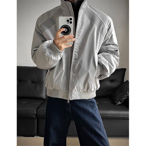 高品质春装新款老钱风美式高街解构立领棒球服飞行夹克潮休闲外套图片