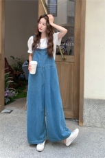 现货小个子休闲短袖+牛仔背带裤两件套2C259-9935-P155-K228，女装牛仔裤，2C259