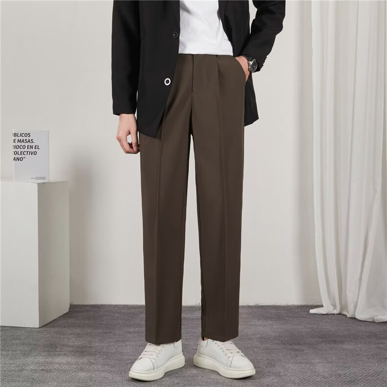 阔腿冰丝西裤男宽松直筒裤子新款休闲裤男士垂感黑色西装长裤K99，男装西裤，星座1116A-2（原606A-1）