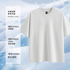 支持单件包装抖音得物高品质280克重磅双纱纯棉光版纯色短袖T恤，男装T恤，电商A486-1