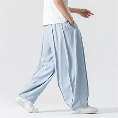 夏季大码港风高级感裤子男女日系宽松简约工装裤灯笼裤K230/P70，男装休闲裤，钱塘713