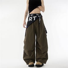 8XL-M美式复古撞色屁帘工装伞兵裤男褶皱设计感宽松阔腿裤P68，男装休闲裤，电商D206-1