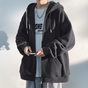 夹克男士春秋季2025新款男装连帽上衣美式开衫卫衣外套,休闲七分裤怎么搭配上衣图片