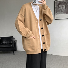8XL-M大码V领开衫毛衣外套男日系复古宽松慵懒风针织衫KS002p55，男装针织衫/毛衣，电商B312