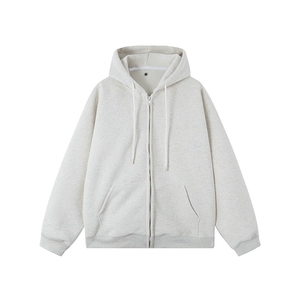 WY827-尺码S-4XL-特P43-420g重磅纯色连帽卫衣宽松拉链外套图片