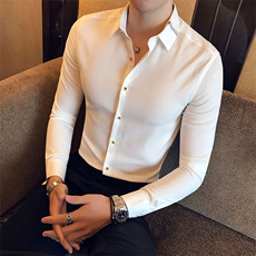 2021秋冬新款英伦风纯色男士修身长袖衬衫男士衬衣A313/C51/P55，男装衬衫，电商A313