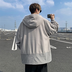 8XL-M大码摇粒绒卫衣套头连帽半拉链宽松美式复古外套WY9103/P68，女装短外套，电商B238