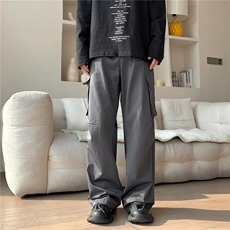 工装裤男女秋冬2023新款宽松直筒小个子阔腿裤休闲运动裤子KB12，男装休闲裤，星座1116A-1（原606A）