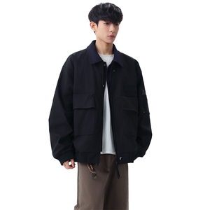 多口袋工装风夹克男春季新款撞色翻领休闲外套 XZ309 JK8632 P85图片