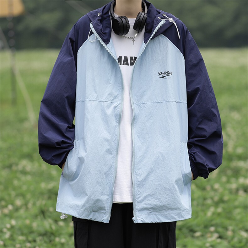 A550-P40日系学院风撞色冲锋风衣美式潮牌山系薄款防晒衣男,男装夹克,星座512-6