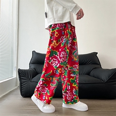 CK203秋新东北大花民族特色风休闲哈伦运动裤束脚九分裤团队，男装民族服装，星座115A(原星座507）