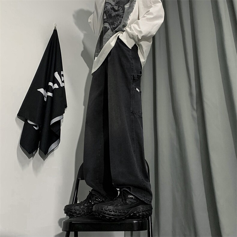 秋季新款牛仔裤男宽松潮牌男装潮牌休闲运动裤潮N01783-P45,男装牛仔裤,星座308B-1