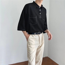 男士短袖t恤新款夏季潮牌潮流衬衫有领体恤半袖Polo衫C188，男装T恤，星座1116A-1（原606A）
