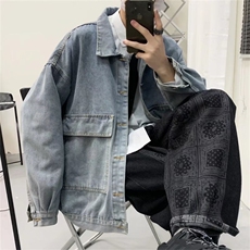美式复古牛仔外套男款春季潮牌牛仔衣JK6004P48，男装夹克，星座1116-2