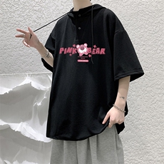 LD54329-P45NASA连帽短袖t恤男大码胖子带帽五分袖中袖，男装T恤，电商A040
