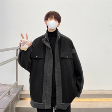 日系hiphop高街外套男春秋潮牌衣服小香风冬季加绒毛呢飞行员夹克，男装夹克，星座514-2(原B239)