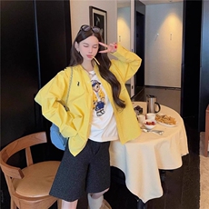 刺绣黄色长袖衬衫男女春夏季宽松百搭上衣防晒情侣外套衬衣C8253，男装防晒衣，星座1116A（原606A-3）