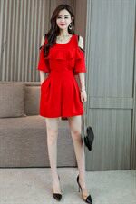 2021年夏季中腰长裤时尚显瘦修身百搭潮流简约个性圆领套装/套裙，女装休闲裤，时尚俏佳人