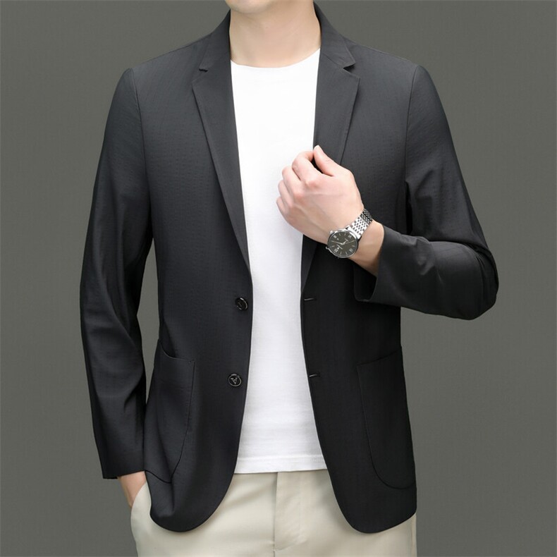 高品质夏季冰丝无缝压胶防晒休闲西服男士轻薄休闲小西装单西外套,男装西服,钱塘723