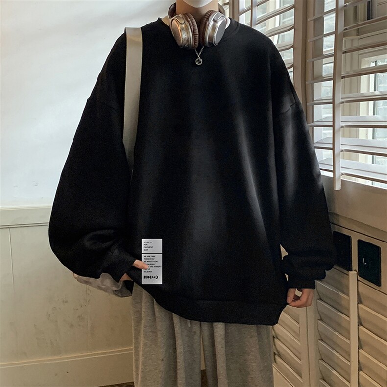 圆领卫衣男大码加厚加绒长袖t恤男S6045-P28加绒款-P33,男装卫衣,电商A040