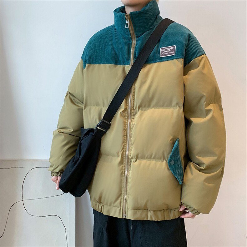秋冬季潮流拼接撞色立领美式面包服加厚保暖宽松棉衣 W6211-P90图片