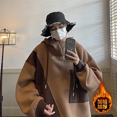 秋季大码加绒加厚卫衣连帽宽松百搭字母印花外套JK22308Jp85控98，男装卫衣，星座605(原A050)