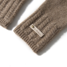 2025年秋季新款百搭女士双股加厚保暖麻花提花分指手套，手套，百纳羊绒