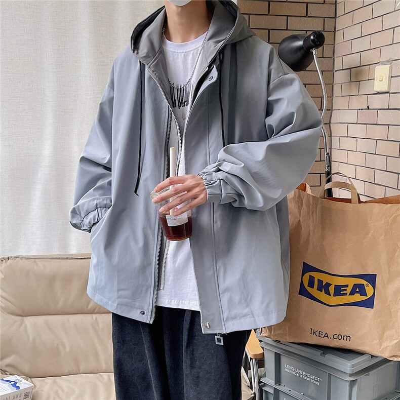 1港风冲锋衣男休闲大码情侣中性风假两件连帽夹克男7420P70控98，男装夹克，星座226-2