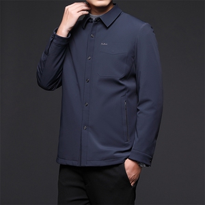 中年男士保暖羽绒服冬季新款翻领商务休闲上衣厚款白鹅绒外套男装图片