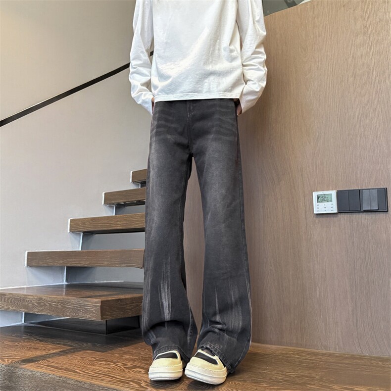 美式高街重工手擦马骝水洗火焰纹牛仔裤微喇310A-4-NZ38,男装牛仔裤,星座310A-4