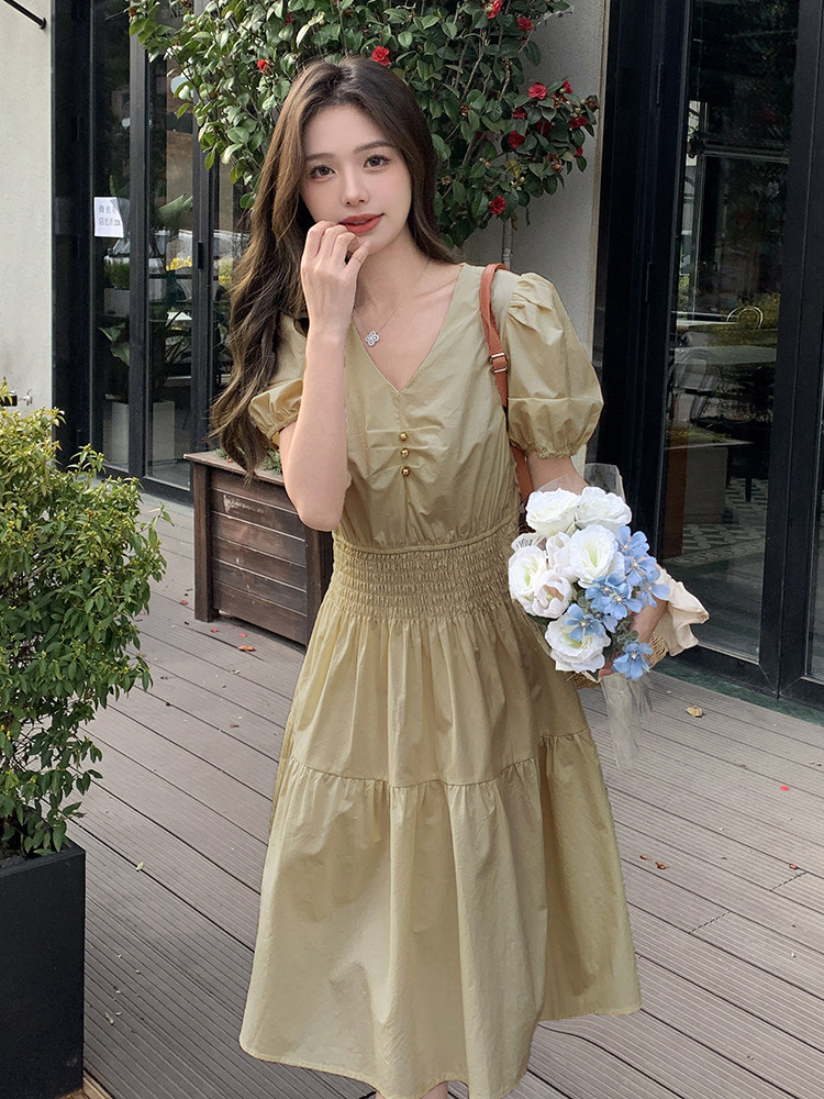 2024夏季新款高档棉布连衣裙时尚显瘦气质长裙优雅百搭女装,女装连衣裙,鑫慧