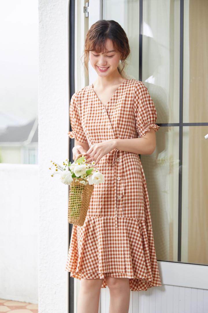 格子连衣裙，女装连衣裙，慕尚依依