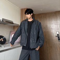 J413-P55美拉德美式复古棕色皮衣外套男潮高级感cleanfit皮夹克，男装皮衣，电商B323A