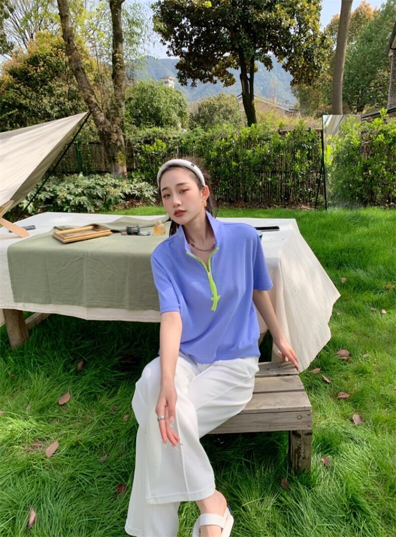 新款韩版、小立领拼色半拉链设计，其它，碧沁伊人