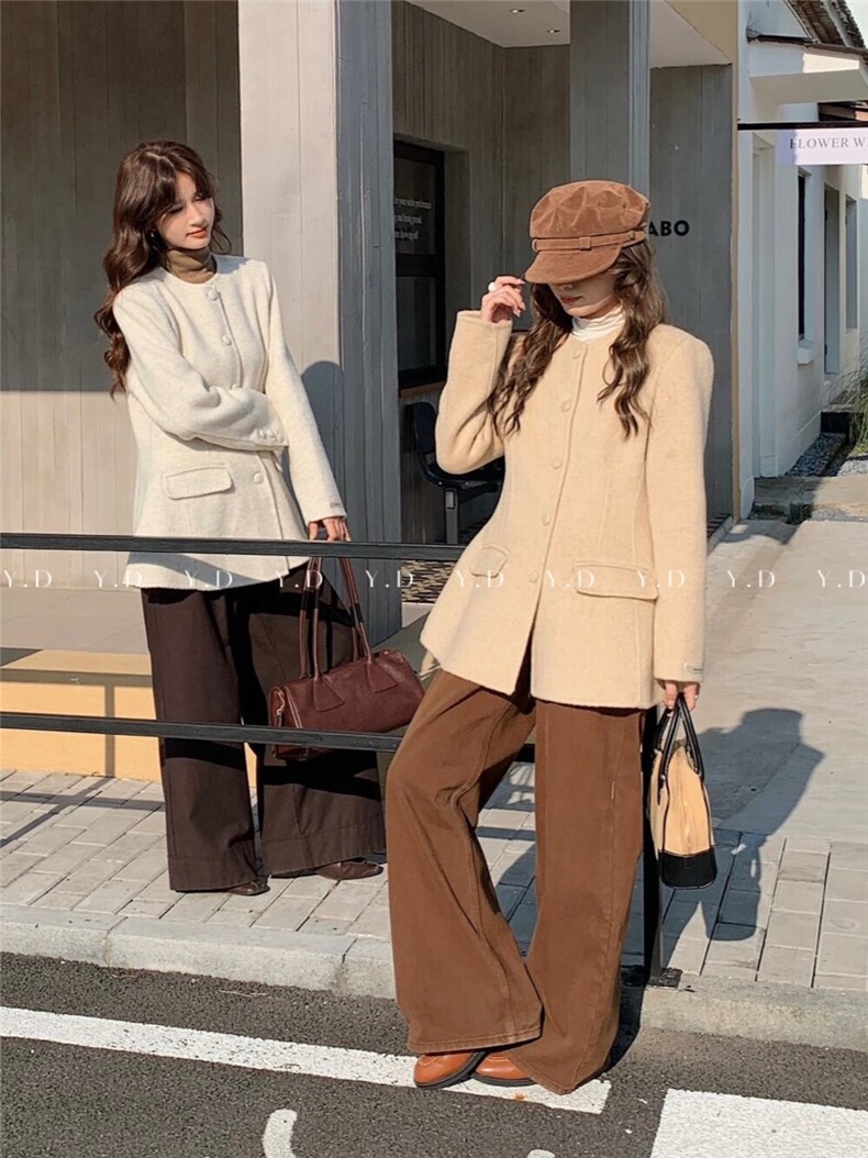 冬上新！小香风双面羊绒25秋冬新短款小个子显瘦高级感,女装双面呢大衣,依嘟服饰