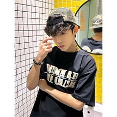 万针全刺绣工艺抖音得物高品质260克重磅纯棉双纱美式高街短袖T恤，男装T恤，电商A486-1