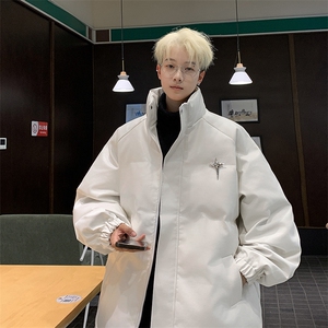 冬季PU皮鳄鱼纹羽绒棉衣立领皮服男外套 M1602 P100 直播图片
