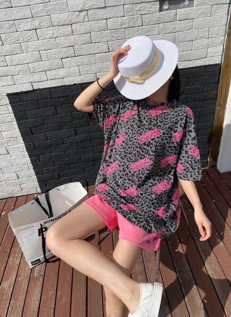 时尚豹纹蕾丝T恤，女装T恤，Q.P