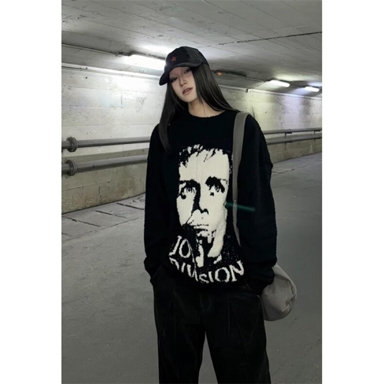 软糯仿貂毛人像提花肌理拉毛情侣圆领毛衣男宽松亲肤上衣M5241,男装针织衫/毛衣,星座1116A（原606A-3）