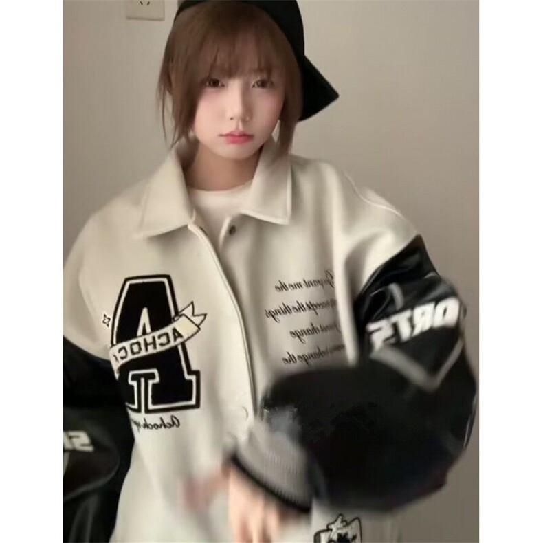 复古2025字母棒球服女春季重磅慵懒风百搭宽松夹克上衣JV791,男装夹克,星座1116A（原606A-3）