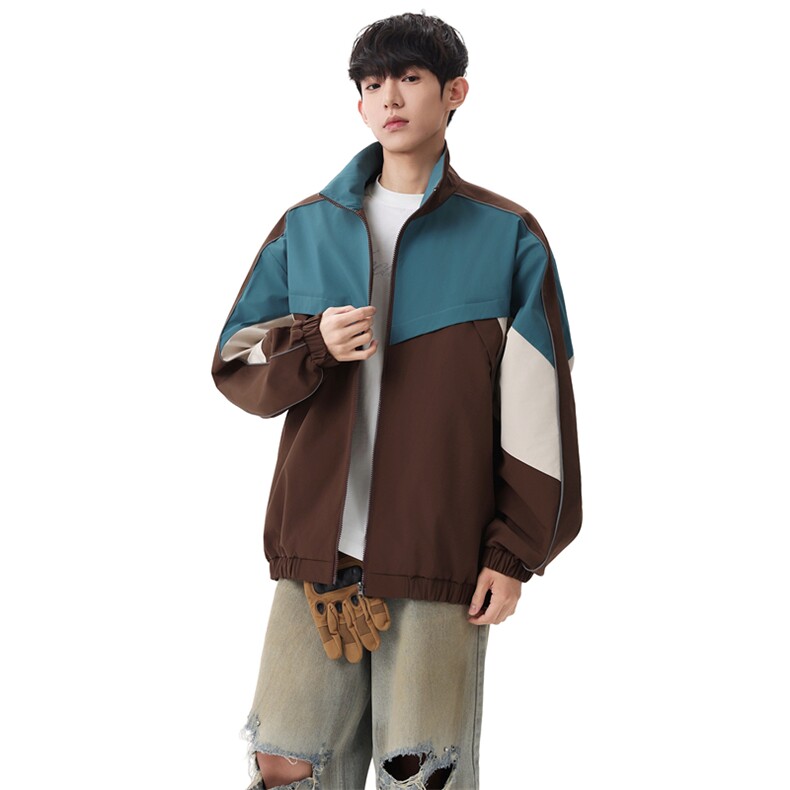 复古撞色拼接立领冲锋衣外套男开衫外套夹克棒球服JK01577-P68,男装夹克,星座308B-2