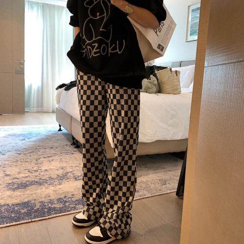 棋盘格阔腿裤，其它，XTZ style