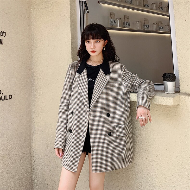 2021春秋装新款千鸟格小西装Z2961P105K168,女装西装,浙宝296A
