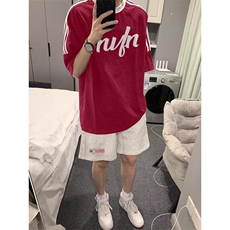 夏季美式高街重磅纯棉三条杠织带撞色男女短袖T恤ZD633-特P30，男装T恤，电商A486-1