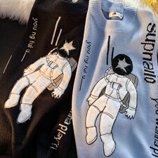 中性2023秋冬新款太空人植绒潮牌男士毛衣针织衫外套M306P78，男装针织衫/毛衣，电商B220