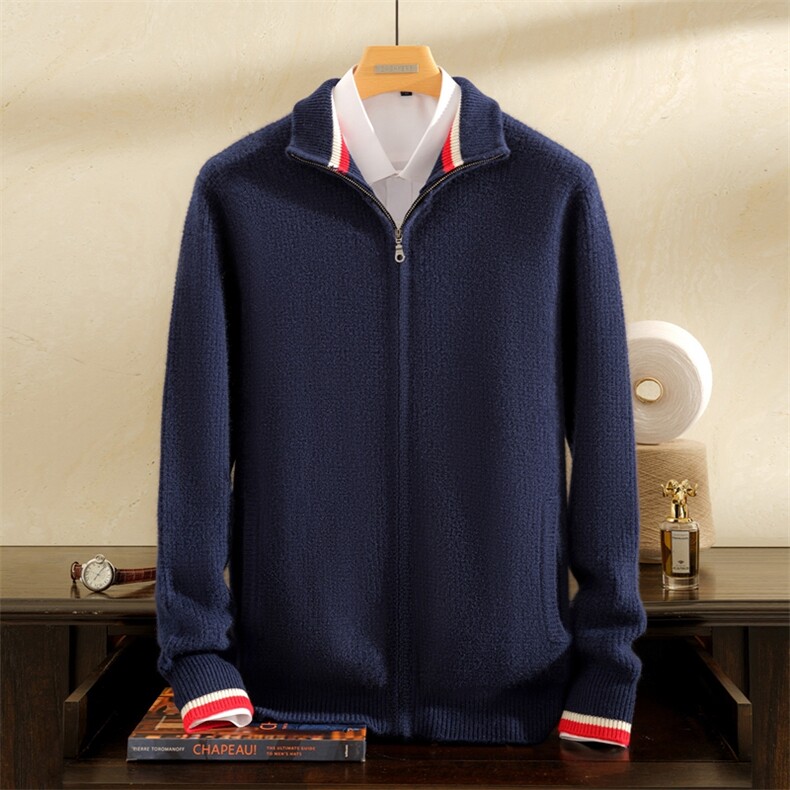 2025年秋季长袖时尚百搭通勤简约休闲提花计划玉米粒开衫，男装羊绒开衫，雪贝坊一店